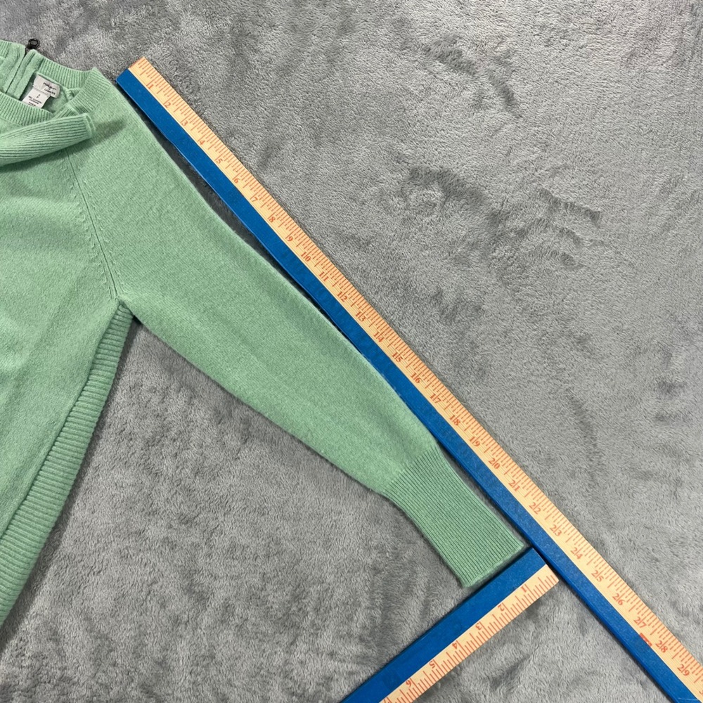 HALOGEN 100 Cashmere Sweater Womens Small Green Fair Back Zip Pullover Cozy - Picture 13 of 16